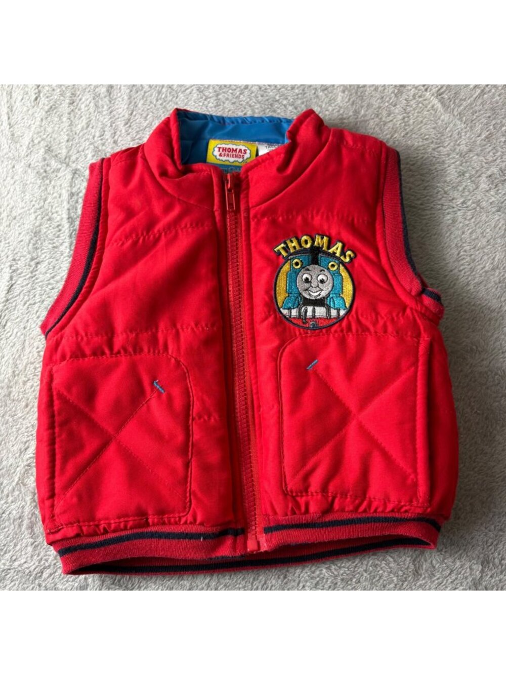 Thomas the Tank Engine Quilted Vest 2T Red Blue Embroidered Vintage 2005 Guliane